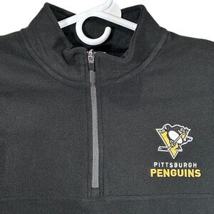 NHL Pittsburgh Penguins Mens Large Black Quarter Zip Fleece Pullover Hockey New